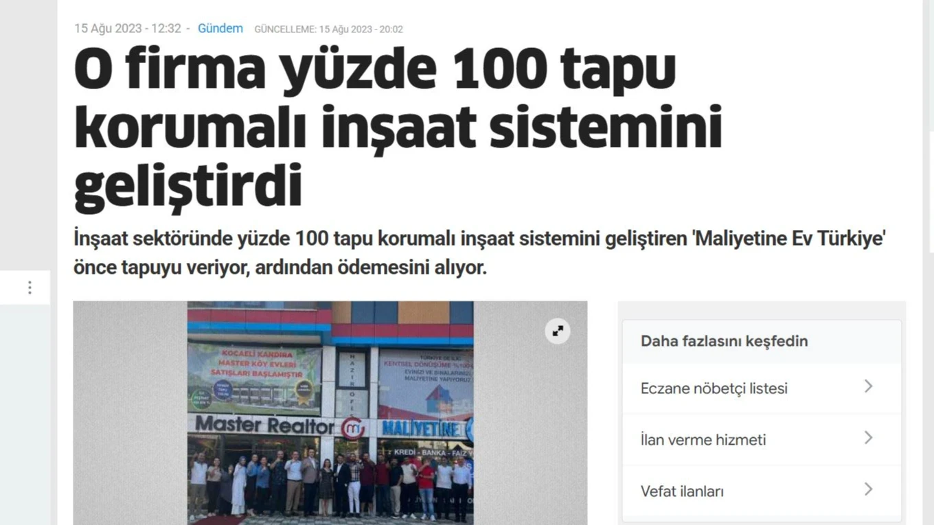 Ses Kocaeli 100 tapu korumalı inşaat sistemini geliştirdi