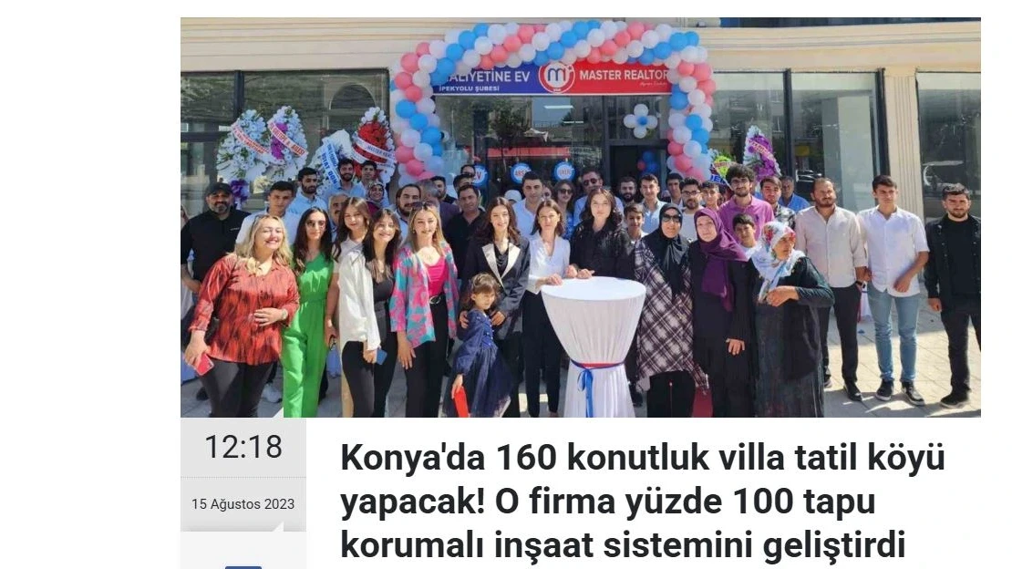 Konya'da 160 konutluk villa tatil köyü yapacak! O firma yüzde 100 tapu korumalı inşaat sistemini geliştirdi